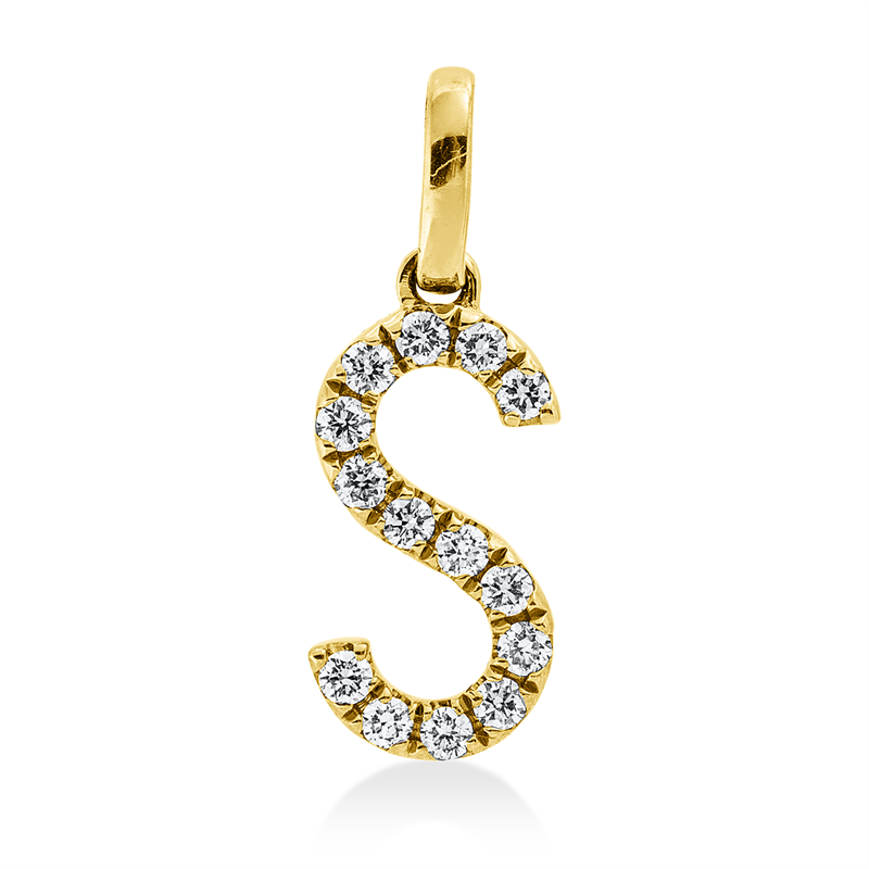 Anhänger 18 kt GG, mit Öse, 14 Brill. 0,10 ct, W-si