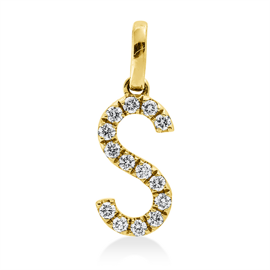 Anhänger 18 kt GG, mit Öse, 14 Brill. 0,10 ct, W-si
