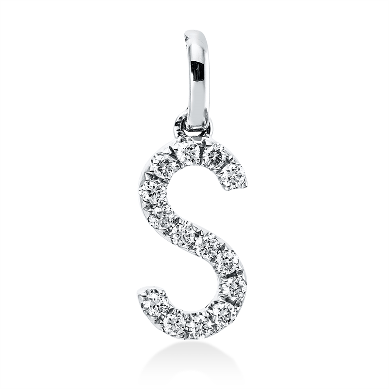 Anhänger 18 kt WG, mit Öse, 14 Brill. 0,10 ct, W-si