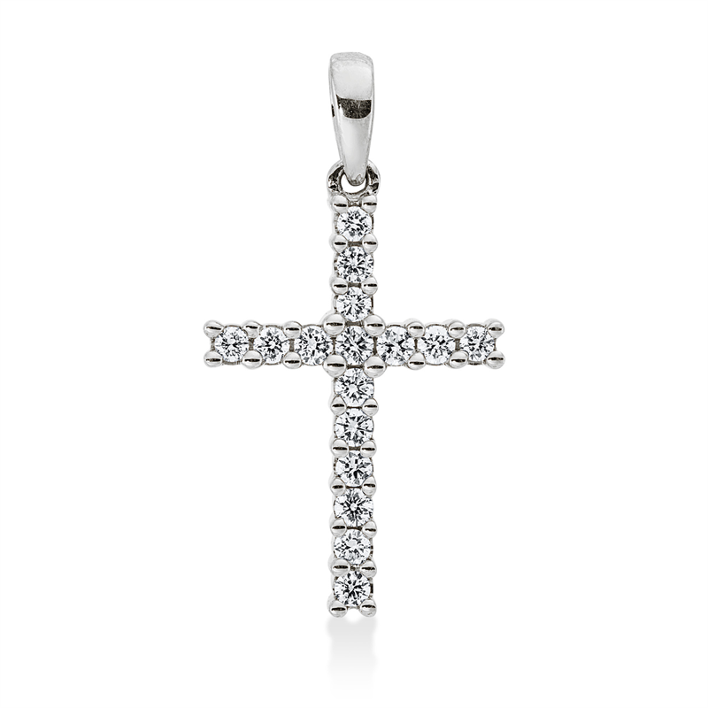 Anhänger 18 kt WG, mit Öse, 16 Brill. 0,25 ct, TW-si