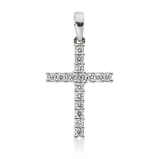 Anhänger 18 kt WG, mit Öse, 16 Brill. 0,25 ct, TW-si