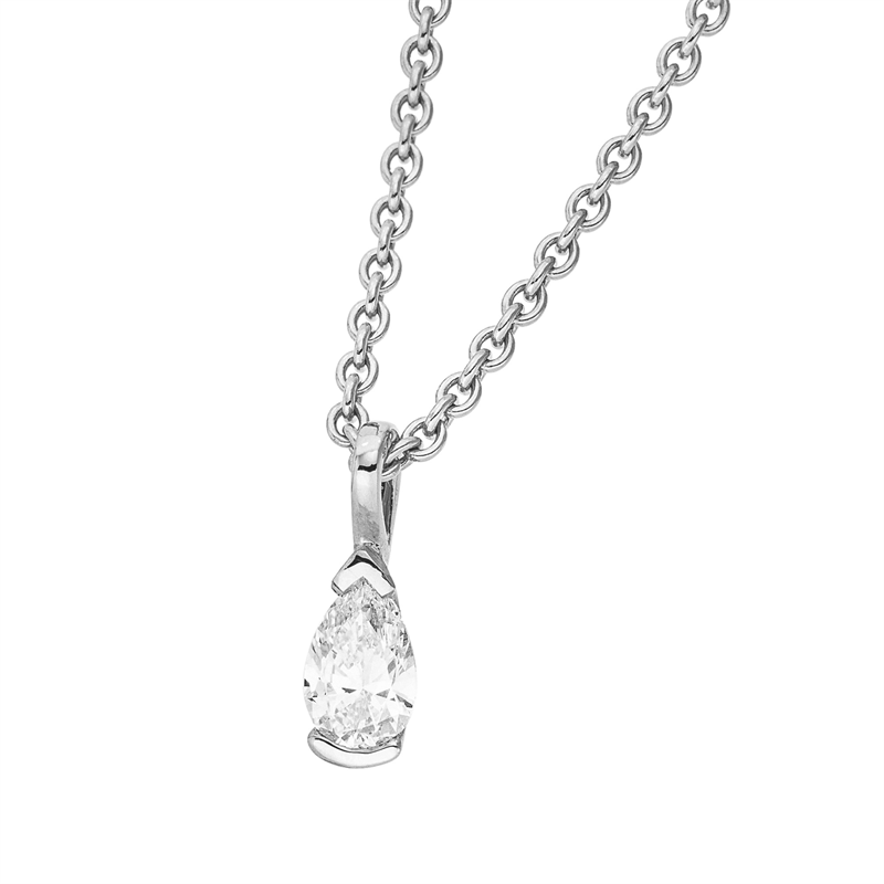 Anhänger 18 kt WG, mit Öse, 1 Tropfen 0,15 ct, TW-si
