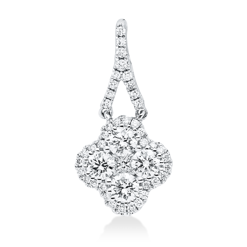 Anhänger 18 kt WG, mit Öse, 1 Princ. 0,06 ct, TW-si, 41 Brill. 0,52 ct, TW-si