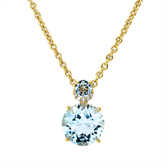 Anhänger 18 kt GG, mit Öse, 5 Brill. 0,03 ct, TW-si, 1 Topas 4,30 ct sky blue, 1 Topas 0,30 ct sky blue