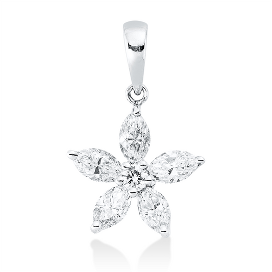 Anhänger 18 kt WG, mit Öse, 5 Nav. 0,60 ct, TW-vsi, 1 Brill. 0,05 ct, TW-vsi/si