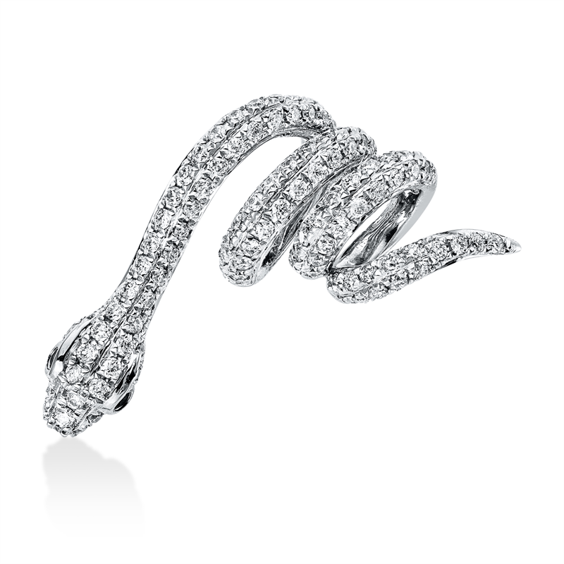 Anhänger 18 kt WG, 102 Brill. 0,39 ct, TW-si, 2 Tsavorith 0,01 ct grün