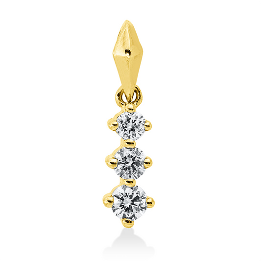 Anhänger 14 kt GG, mit Öse, 3 Brill. 0,17 ct, W-pi