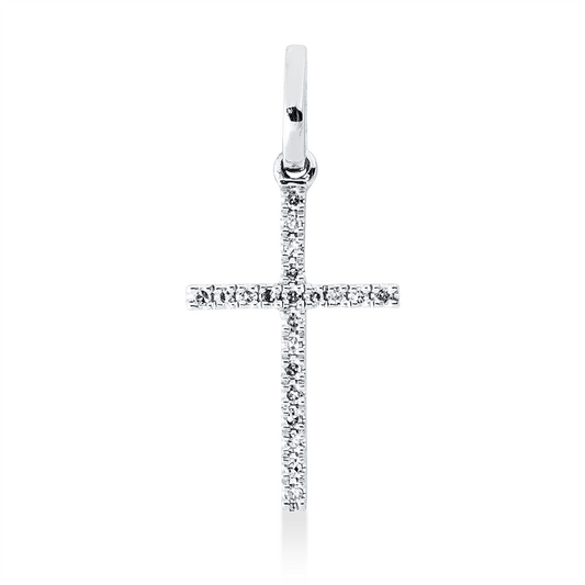 Anhänger 18 kt WG, mit Öse, 21 Dia. 0,05 ct, TW-si