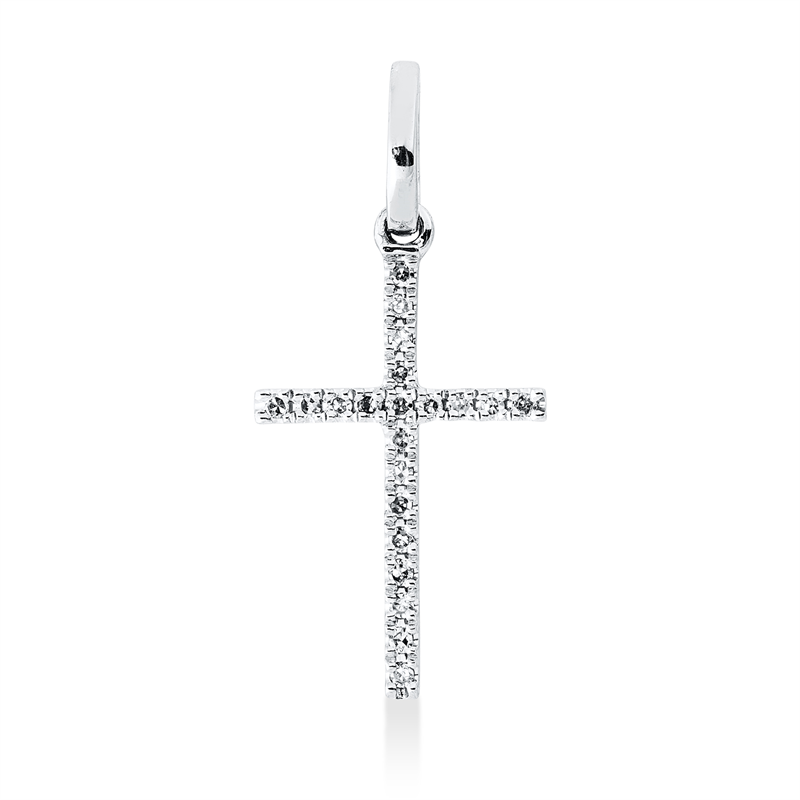 Anhänger 18 kt WG, mit Öse, 21 Dia. 0,05 ct, TW-si