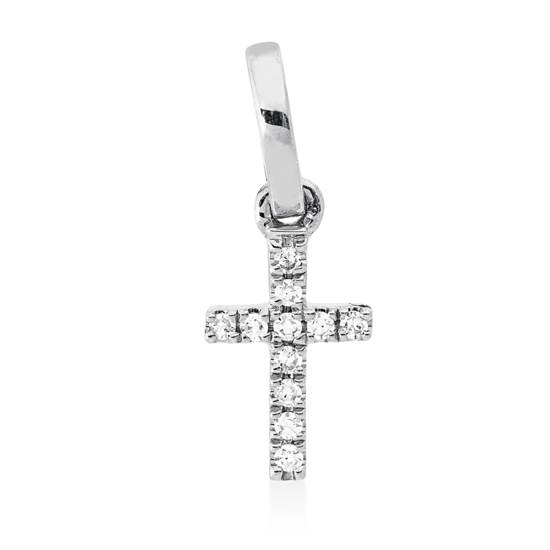 Anhänger 18 kt WG, mit Öse, 11 Dia. 0,03 ct, TW-si