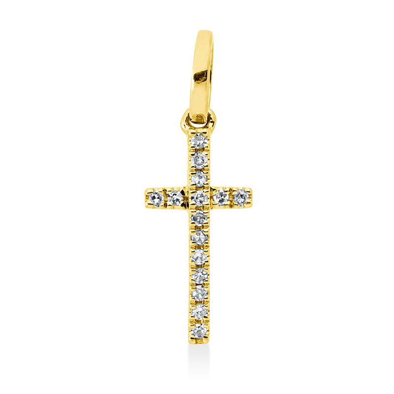 Anhänger 18 kt GG, mit Öse, 15 Dia. 0,03 ct, TW-pi