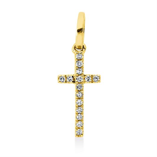 Anhänger 18 kt GG, mit Öse, 15 Dia. 0,03 ct, TW-pi
