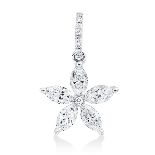 Anhänger 18 kt WG, mit Öse, 14 Fant-Schl. 0,71 ct, TW-si