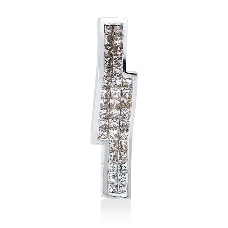 Anhänger 18 kt WG, 38 Princ. 1,10 ct, fancy
