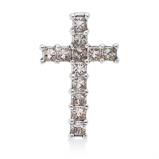 Anhänger 18 kt WG, 12 Princ. 1,31 ct, braun