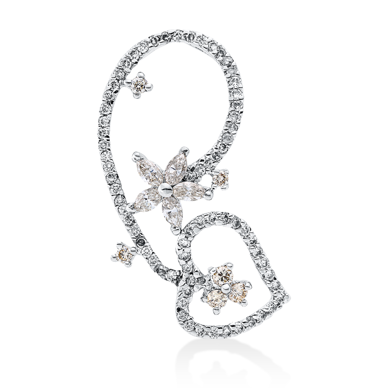 Anhänger 18 kt WG, 5 Nav. 0,33 ct, I-si, 76 Brill. 0,64 ct, I-pi
