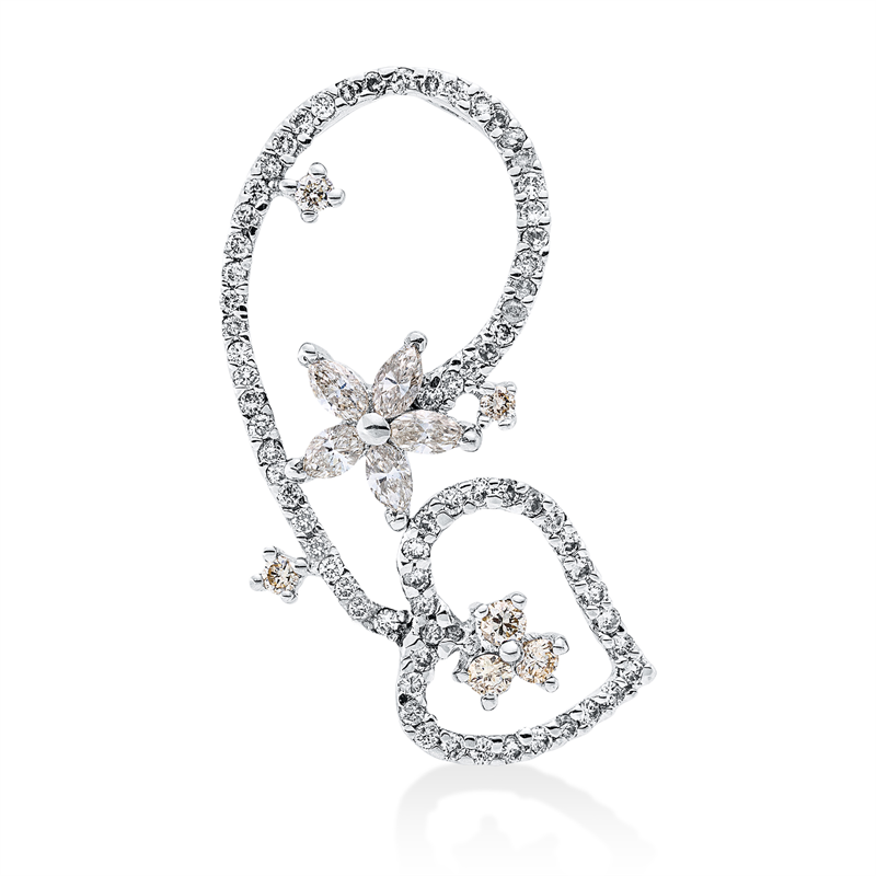 Anhänger 18 kt WG, 5 Nav. 0,33 ct, I-si, 76 Brill. 0,64 ct, I-pi