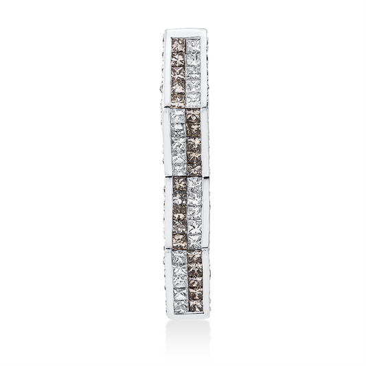 Anhänger 18 kt WG, 20 Princ. 0,49 ct, F-si, 38 Brill. 0,27 ct, F-si, 20 Princ. 0,54 ct, braun