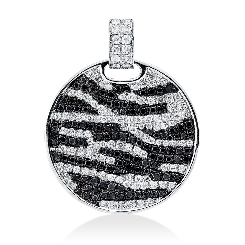 Anhänger 18 kt WG, Fassung teils schwarz rhodinie, 120 Brill. 0,86 ct, TW-pi, 115 Brill. 0,83 ct, schwarz