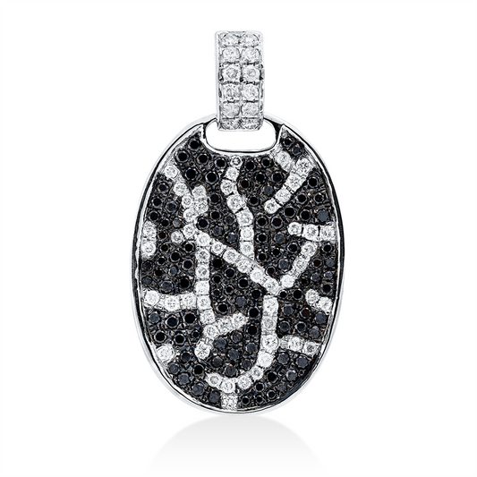 Anhänger 18 kt WG, Fassung teils schwarz rhodinie, 72 Brill. 0,66 ct, TW-pi, 108 Brill. 0,85 ct, schwarz