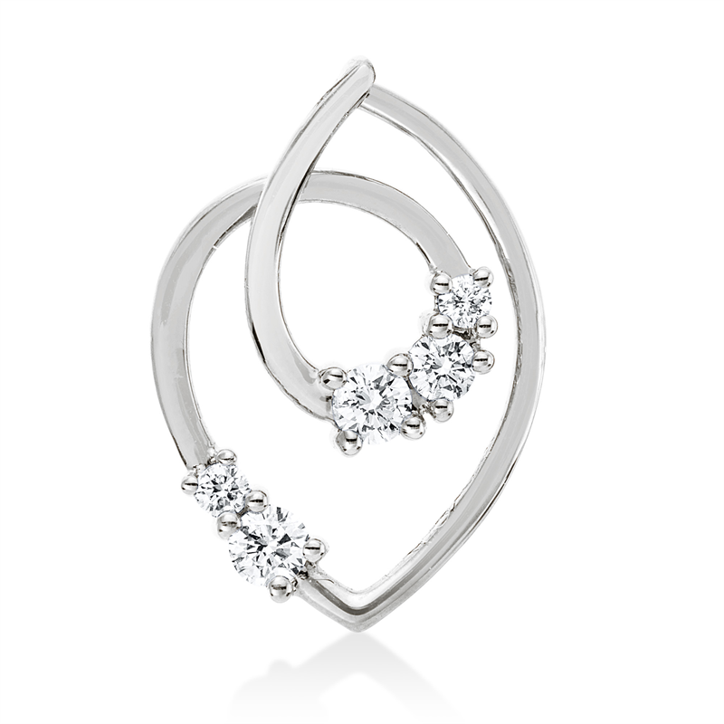 Anhänger 18 kt WG, 3 Brill. 0,14 ct, TW-si, 2 Brill. 0,04 ct, TW-si