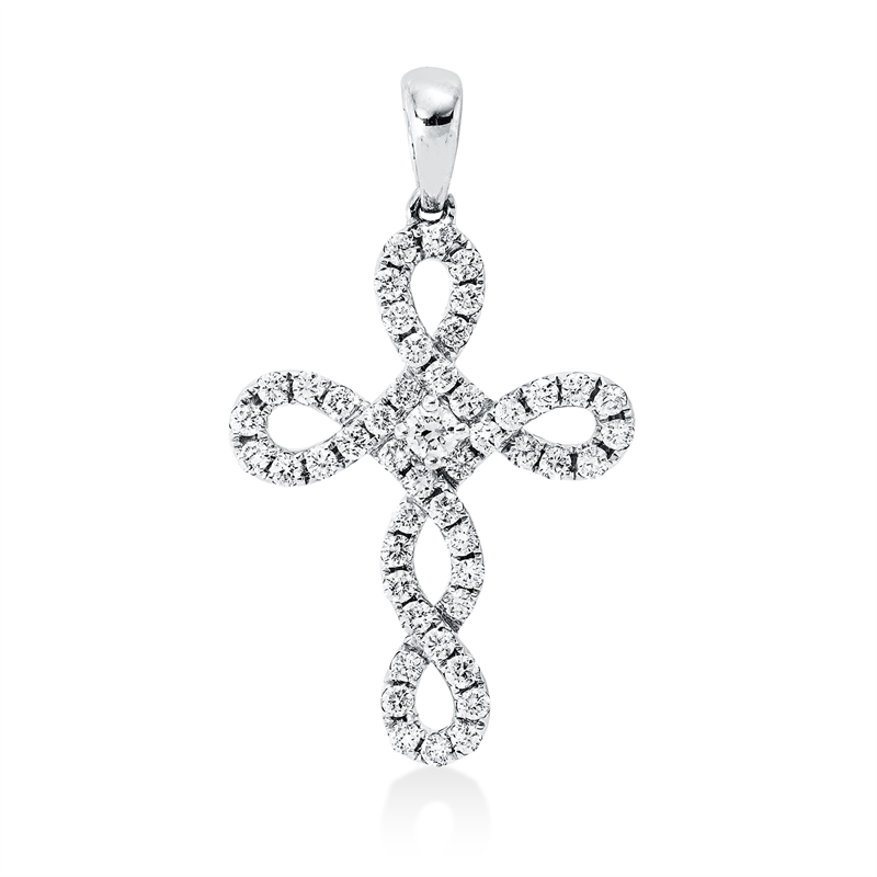 Anhänger 18 kt WG, 1 Brill. 0,05 ct, TW-si, 48 Brill. 0,43 ct, TW-si