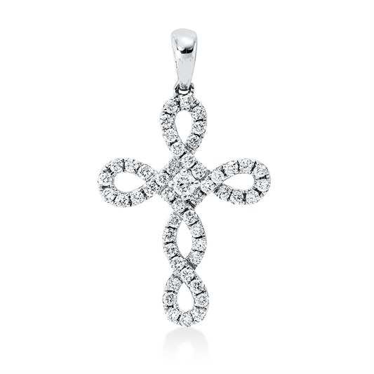 Anhänger 18 kt WG, 1 Brill. 0,05 ct, TW-si, 48 Brill. 0,43 ct, TW-si