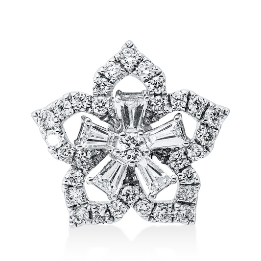 Anhänger 18 kt WG, 30 Brill. 0,35 ct, TW-si, 5 Trap. 0,28 ct, TW-vsi, 1 Brill. 0,04 ct, TW-si