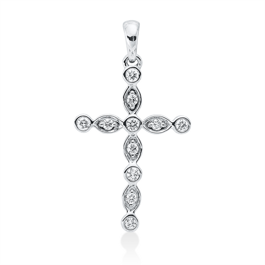 Anhänger 18 kt WG, mit Öse, 11 Brill. 0,16 ct, TW-si