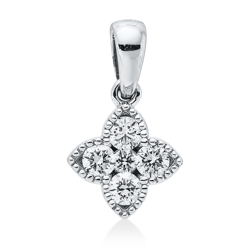 Anhänger 18 kt WG, mit Öse, 5 Brill. 0,27 ct, W-si