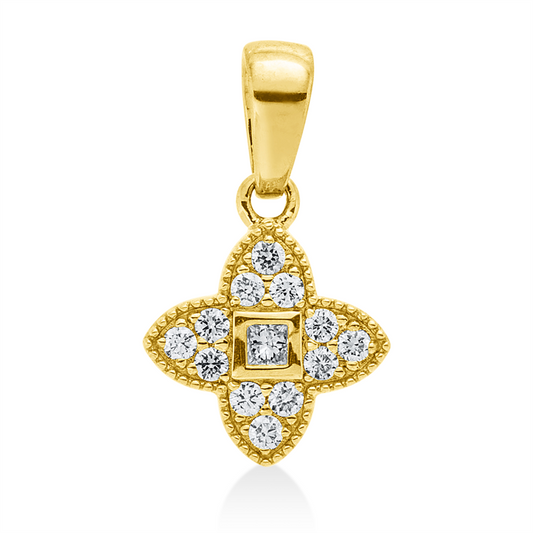Anhänger 18 kt GG, mit Öse, 1 Princ. 0,02 ct, TW-si, 12 Brill. 0,09 ct, W-si