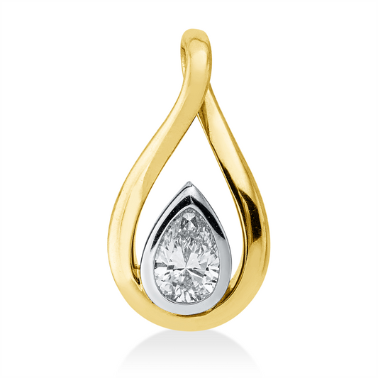 Anhänger 18 kt GG+WG, 1 Tropfen 0,31 ct, TW-vsi