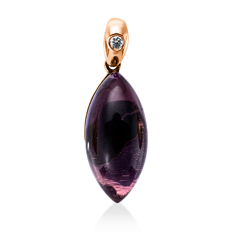 Anhänger 18 kt RG, mit Öse, 1 Brill. 0,02 ct, TW-si, 1 Amethyst 5,64 ct lila