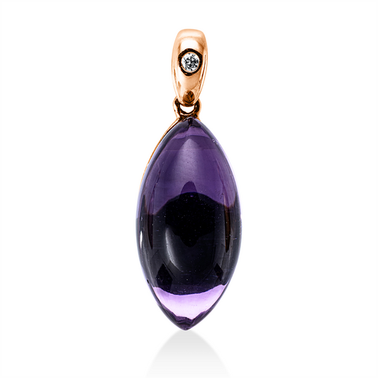 Anhänger 14 kt RG, mit Öse, 1 Brill. 0,01 ct, TW-si, 1 Amethyst 6,26 ct lila