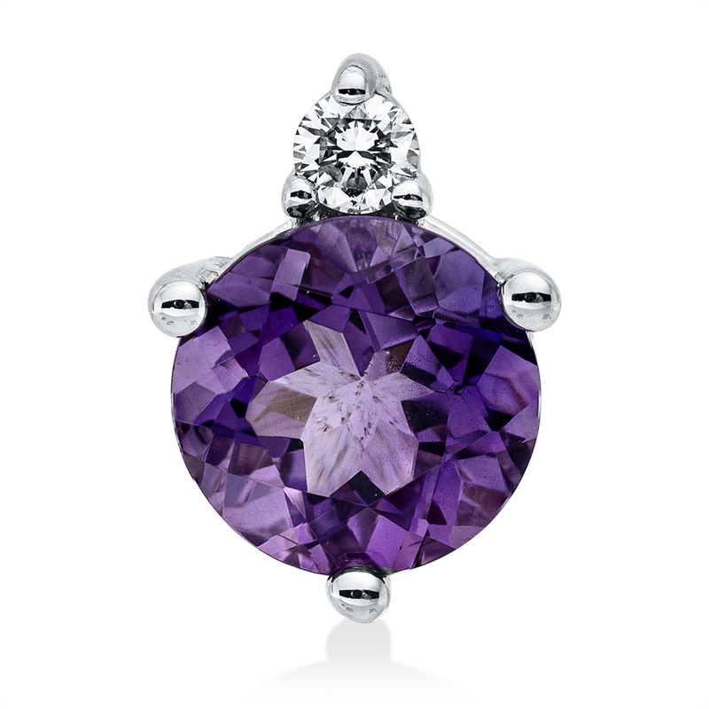 Anhänger 14 kt WG, 1 Brill. 0,06 ct, W-si/pi, 1 Amethyst 1,22 ct lila
