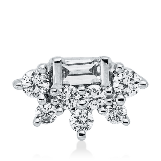 Anhänger 14 kt WG, 7 Brill. 0,12 ct, W-si, 1 Bag. 0,05 ct, W-pi