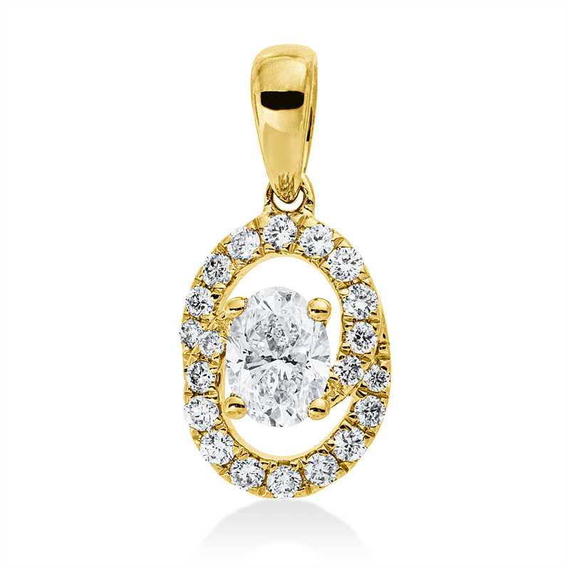 Anhänger 14 kt GG, mit Öse, 1 Oval 0,31 ct, W-si, 20 Brill. 0,15 ct, W-si/pi