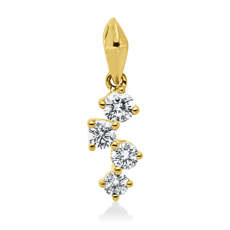 Anhänger 14 kt GG, mit Öse, 1 Brill. 0,06 ct, 1 Brill. 0,05 ct, 1 Brill. 0,04 ct, 1 Brill. 0,07 ct, W-pi