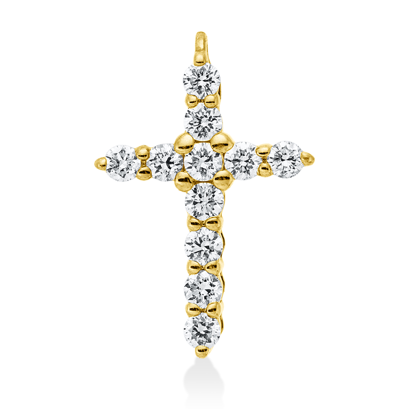 Anhänger 14 kt GG, 11 Brill. 0,16 ct, W-si/pi,