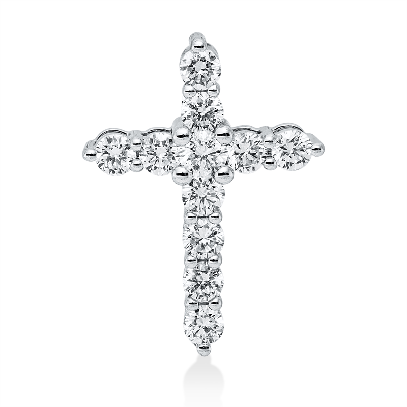 Anhänger 14 kt WG, 1 Brill. 0,04 ct, W-si/pi, 10 Brill. 0,30 ct, W-si/pi
