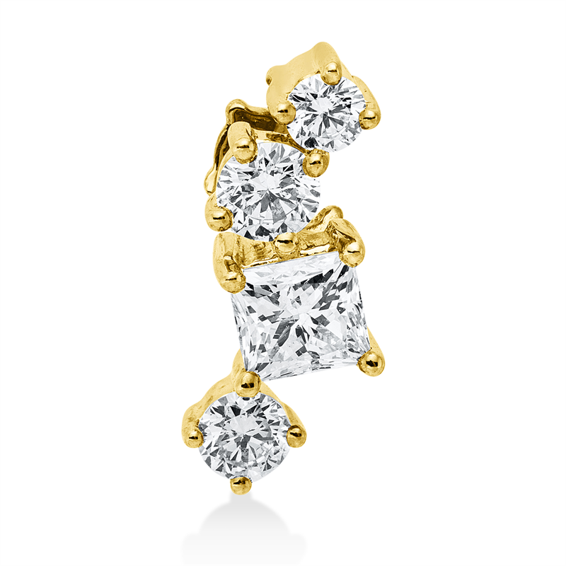 Anhänger 14 kt GG, 1 Brill. 0,06 ct, W-si, 1 Brill. 0,09 ct, W-si, 1 Brill. 0,11 ct, W-si, 1 Princ. 0,30 ct, W-si