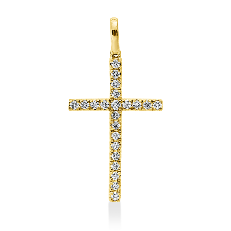 Anhänger 14 kt GG, 22 Brill. 0,33 ct, W-si/pi
