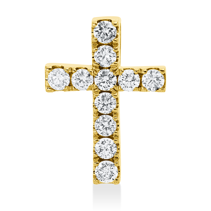 Anhänger 14 kt GG, 11 Brill. 0,47 ct, W-pi