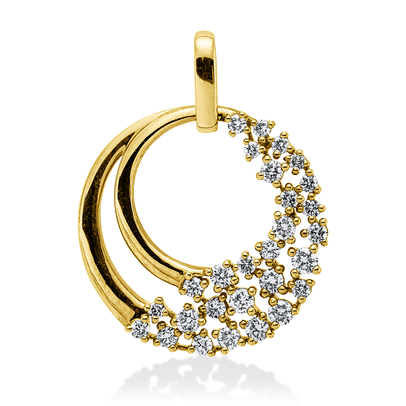 Anhänger 14 kt GG, mit Öse, 28 Brill. 0,39 ct, W-si