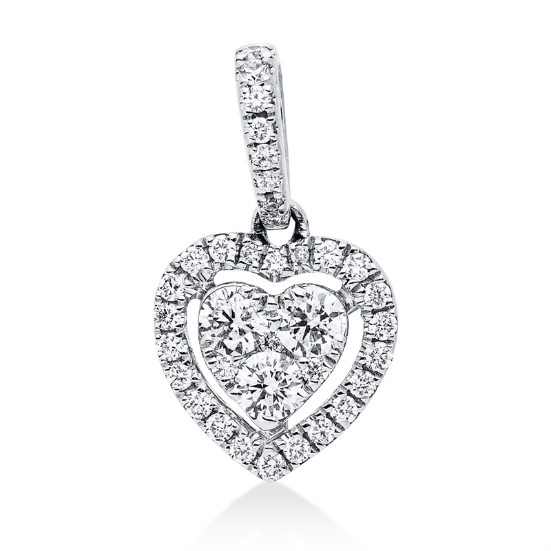 Anhänger 18 kt WG, mit Öse, 3 Brill. 0,19 ct, TW-si, 33 Brill. 0,14 ct, TW-si