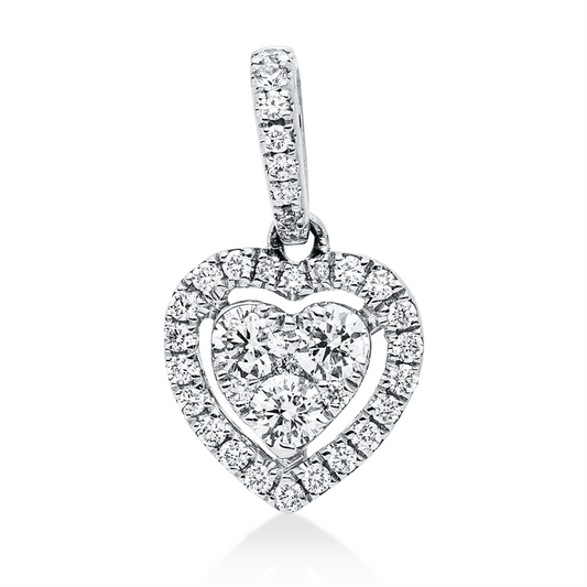 Anhänger 18 kt WG, mit Öse, 3 Brill. 0,19 ct, TW-si, 33 Brill. 0,14 ct, TW-si
