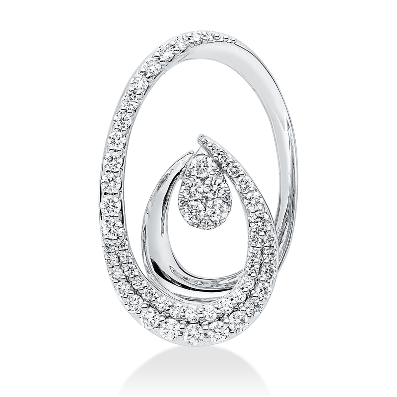 Anhänger 18 kt WG, 25 Brill. 0,41 ct, TW-si, 2 Brill. 0,04 ct, TW-si, 32 Brill. 0,17 ct, TW-si