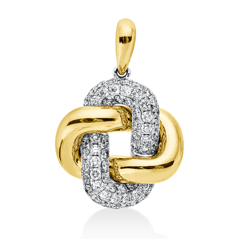 Anhänger 18 kt GG+WG, mit Öse, 60 Brill. 2,68 ct, TW-si
