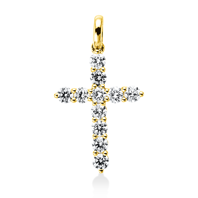 Anhänger 18 kt GG, mit Öse, 11 Brill. 0,83 ct, TW-si