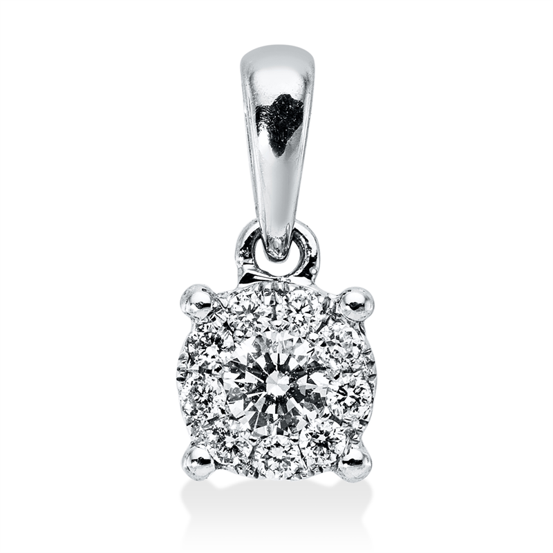 Anhänger 18 kt WG, mit ZÖ, 10 Brill. 0,16 ct, F-vsi